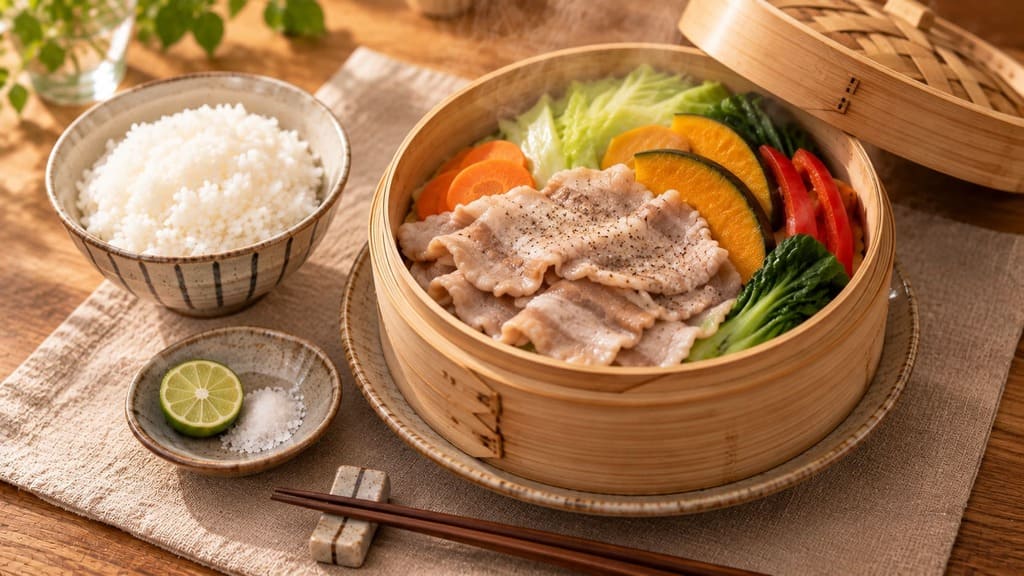 豚肉と季節野菜のせいろ蒸し