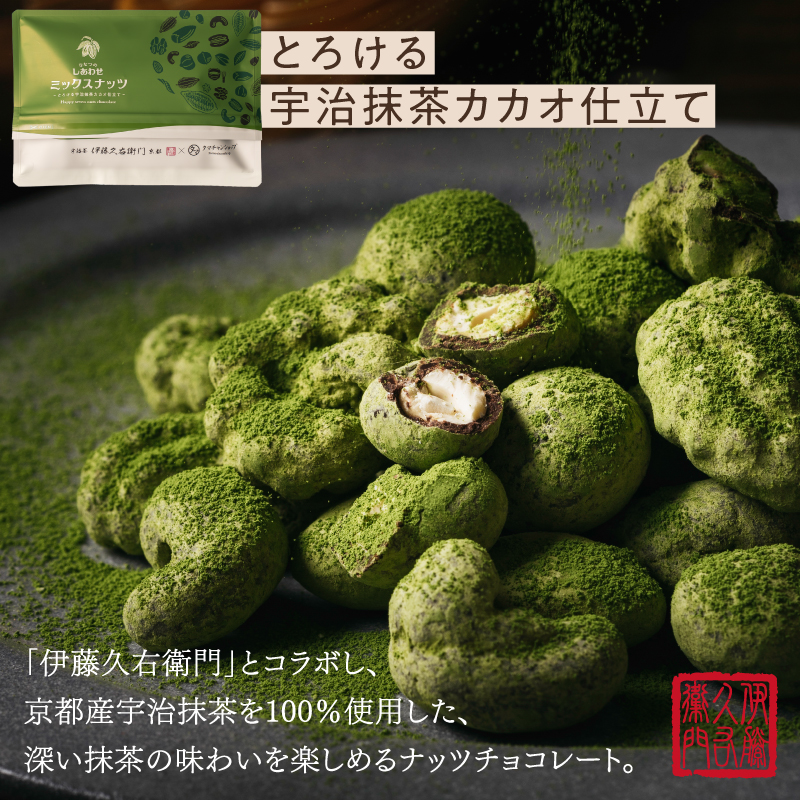 とろけるしあわせチョコレート4種セット(カカオ仕立て、宇治抹茶カカオ仕立て、ベリーベリーベリーショコラ、和風きなこショコラ)サムネイル01