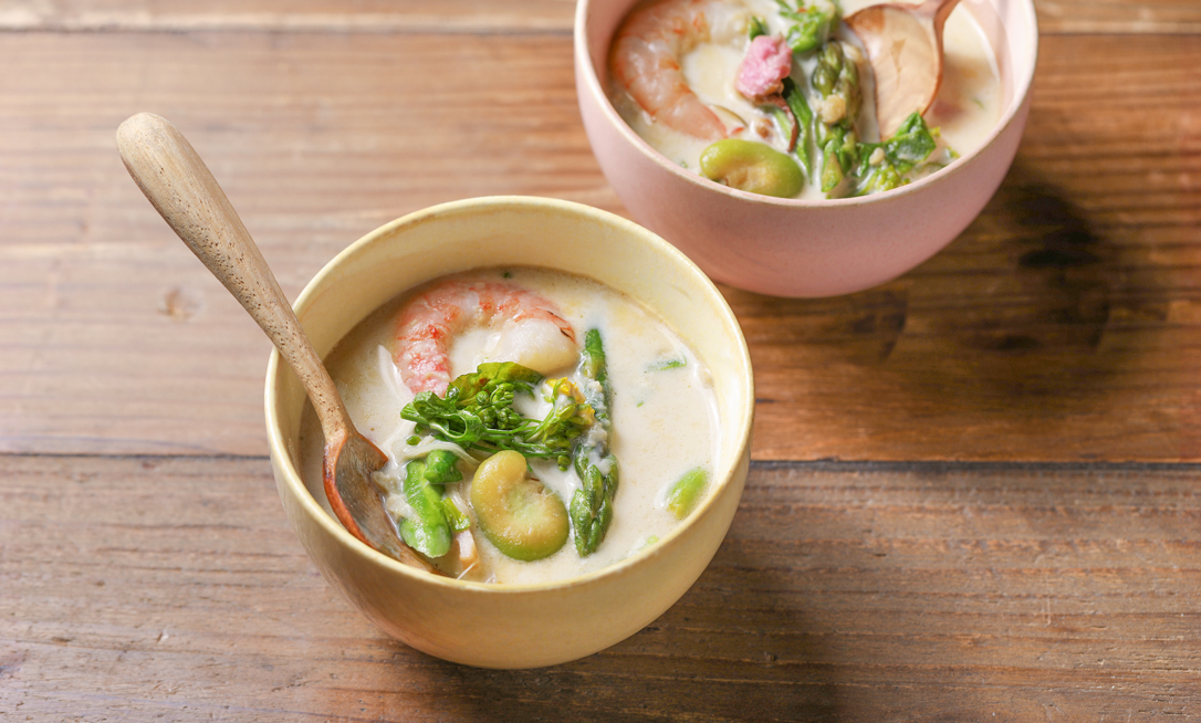 しあわせレシピ 第3回 春を味わうプロテインスープ タマチャンショップ 公式サイト