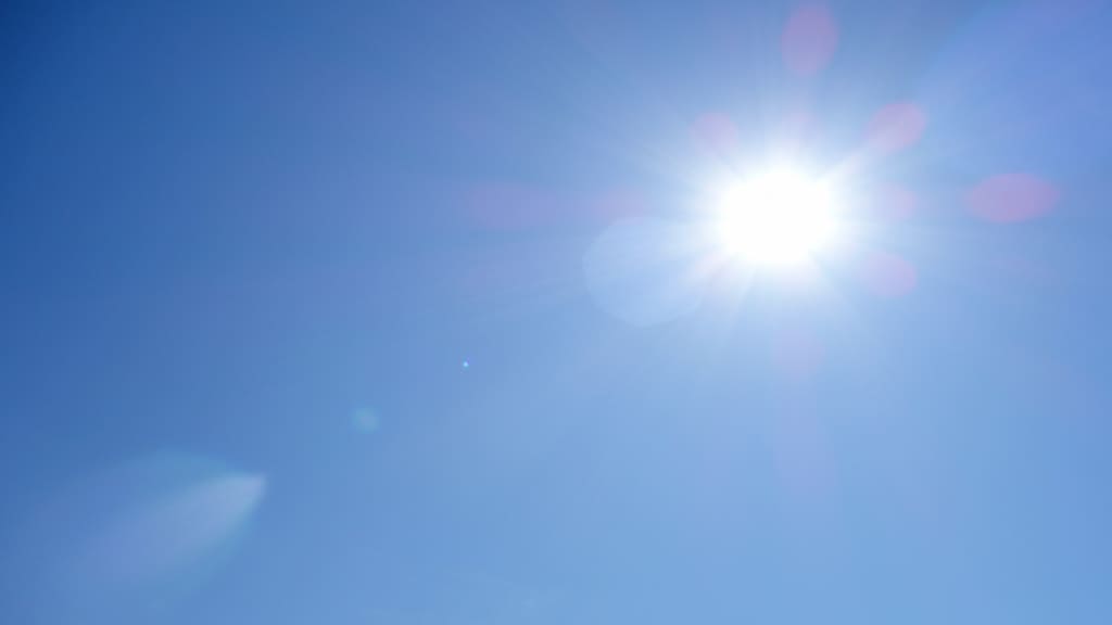 強い日差しが照りつける様子